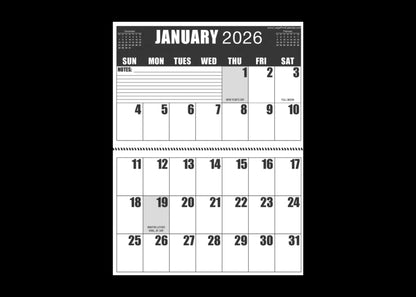 Jumbo Large Print 2025 High Contrast Wall Calendar | Heavy Paper | 13-Months, January 2025 to January 2026 | 17" wide X 22" in length when open.