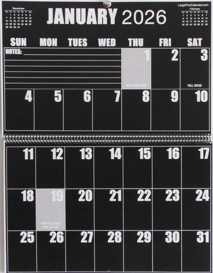 Sight Line Wall Calendar | 19-months, June 2025 to December 2026 | Jumbo Large Print | Heavy Paper | 17" wide X 22" in length when open