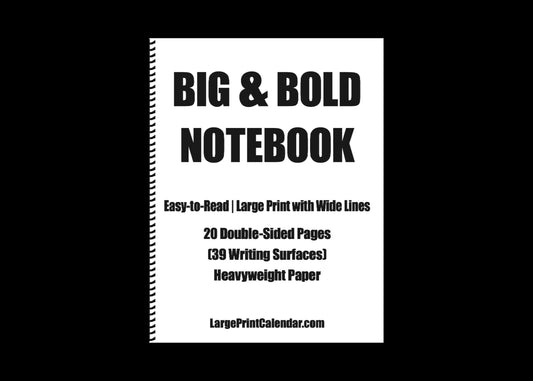 Jumbo Large Print Wide-line Notebook | 15 pages double sided