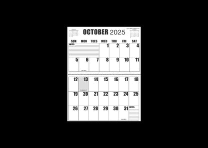 Large Print 2025 Letter Size Wall Calendar |Heavy Weight Paper | 17" x 11" hanging - 11" x 8.5" closed | 13-months, January 2025 to January 2026