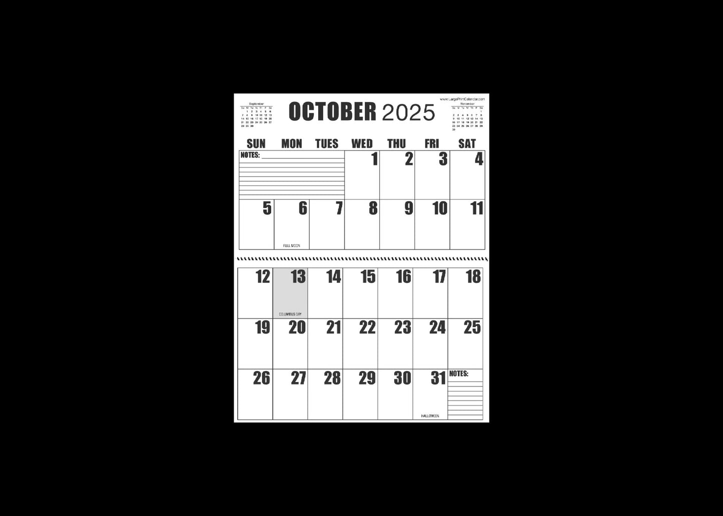 Jumbo Large Print 2025 Wall Calendar | Heavy Weight Paper | 17" x 22" open, or closed it is 17" x 11" | 13-months, January 2025 to January 2026