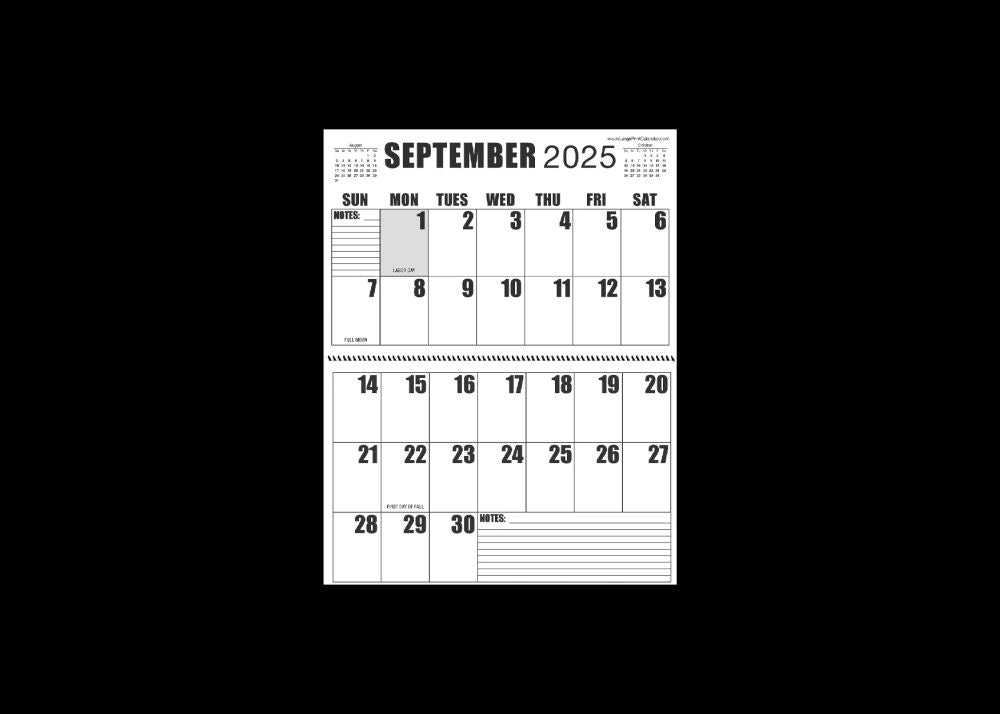 Large Print 2025 Letter Size Wall Calendar |Heavy Weight Paper | 17" x 11" hanging - 11" x 8.5" closed | 13-months, January 2025 to January 2026
