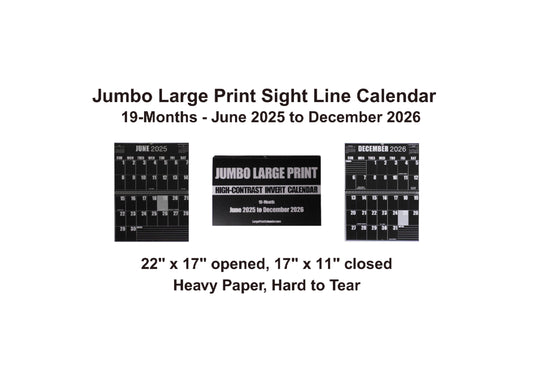 Sight Line Wall Calendar | 19-months, June 2025 to December 2026 | Jumbo Large Print | Heavy Paper | 17" wide X 22" in length when open