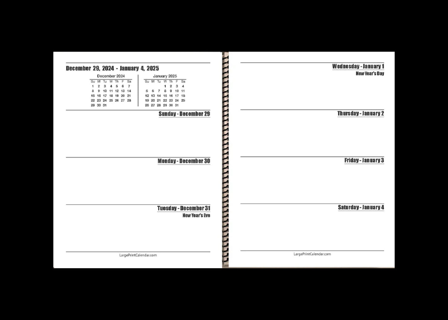Jumbo Large Print Weekly Planner 2025 | Heavy Weight Paper, | 17" x 11" hanging - 11" x 8.5" closed |  13-months, January 2025 to January 2026