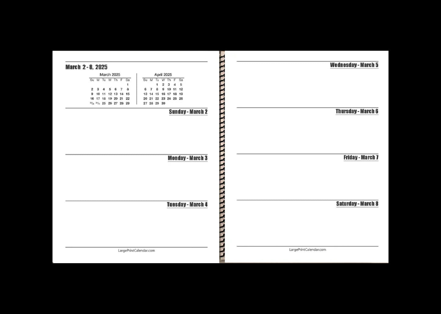 Jumbo Large Print Weekly Planner 2025 | Heavy Weight Paper, | 17" x 11" hanging - 11" x 8.5" closed |  13-months, January 2025 to January 2026