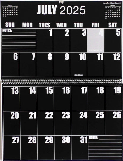 Sight Line Wall Calendar | 19-months, June 2025 to December 2026 | Jumbo Large Print | Heavy Paper | 17" wide X 22" in length when open