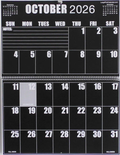 Sight Line Wall Calendar | 19-months, June 2025 to December 2026 | Jumbo Large Print | Heavy Paper | 17" wide X 22" in length when open