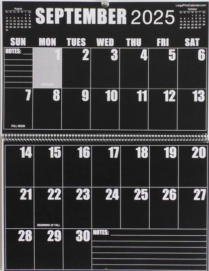 Sight Line Wall Calendar | 19-months, June 2025 to December 2026 | Jumbo Large Print | Heavy Paper | 17" wide X 22" in length when open
